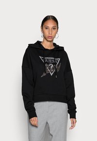 Guess ICONIC HOOD - Camisola - jet black