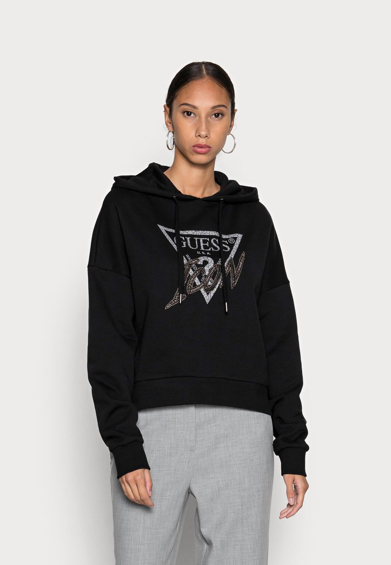 Guess ICONIC HOOD - Camisola - jet black