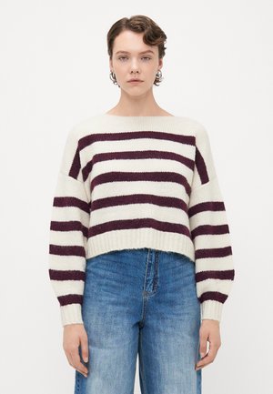 ONLAYA LIFE BOATNECK - Strickpullover - birch/mauve wine melangew