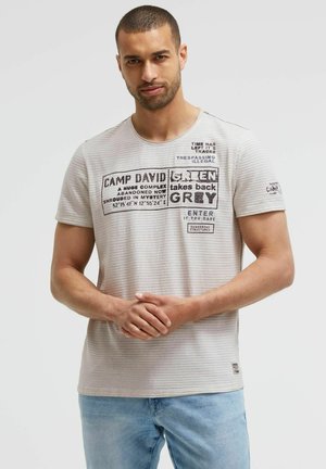 Camp David, CAMP DAVID T-SHIRT OIL DYED MIT STREIFENSTRUKTUR UND ARTWORKS - T-Shirt print - ash