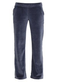 Marineblaue Sweatpants aus weichem, strukturiertem Fleece, mit elastischem Bund und Seitentaschen für Komfort und Nutzen.