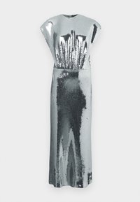 SLEEVELESS BLOUSON SEQUIN MIDI DRESS - Vestido de cóctel - silver-coloured
