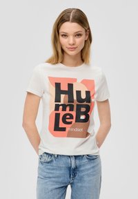 QS T-shirt print - creme