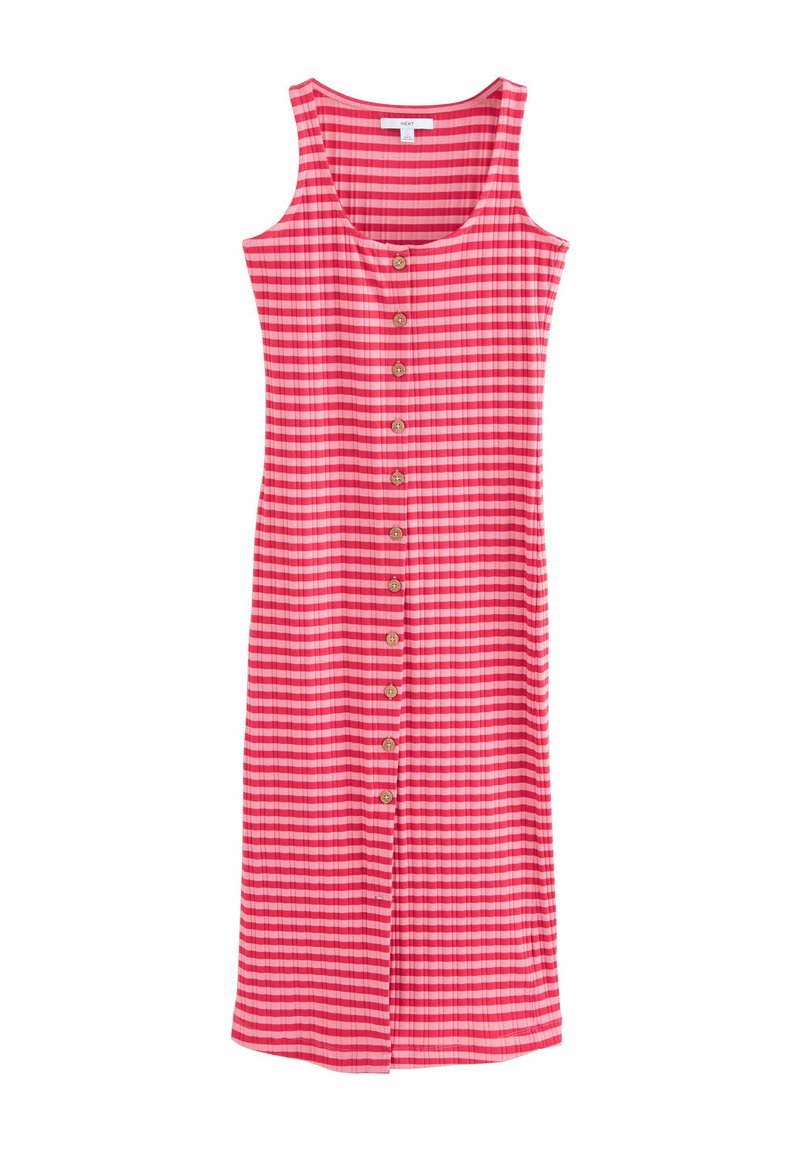 Next SQUARE NECK BUTTON DOWN COLUMN MIDI - Haljina od žerseja - pink red stripe