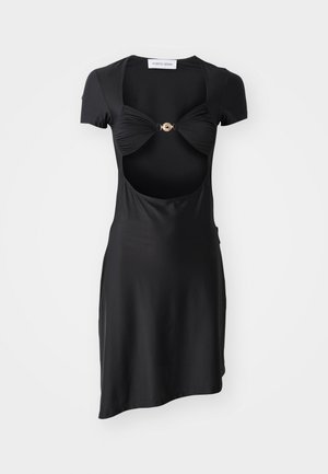 MARINE SERRE DRAPED OPEN CHEST DRESS - Vestito elegante - black