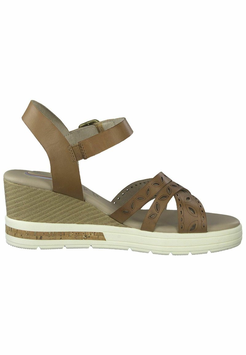 Tamaris Comfort Sandalen met sleehak cognac/cognac