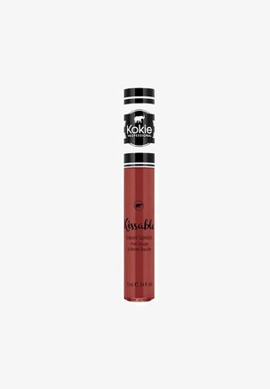 Kokie Professional Kissable nestemäinen huulipuna mattaisen punaisena, 7 ml, mustavalkoisella korkilla ja norsulogolla.