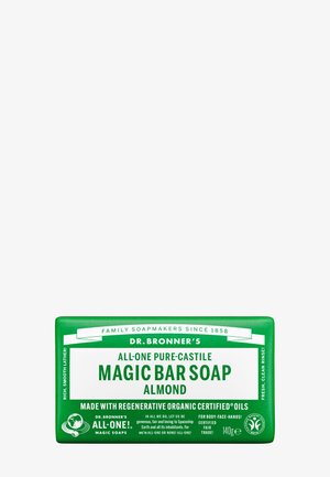 Dr. Bronner’s Magic Bar såpe med lukt av grønn mandel, laget med regenerative økologiske oljer, 140 g, sertifisert fair trade, for kropp, ansikt og hender.