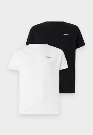Twee katoenen T-shirts met korte mouwen in zwart en wit, met een klein geborduurd "Pepe Jeans" logo op de borst. Klassiek ontwerp met ronde hals.