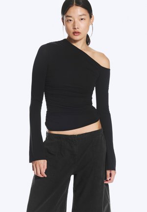 Weekday, DRAPE - Maglietta a manica lunga - black