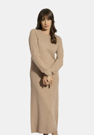 Just Cashmere COL ROND - Pletené šaty - mottled camel