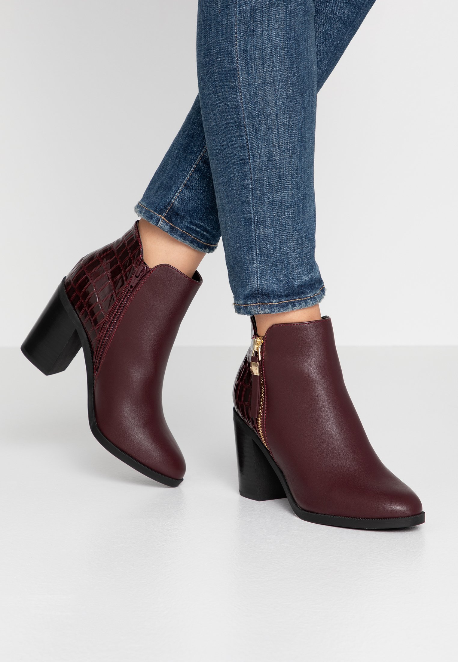 office burgundy ankle boots