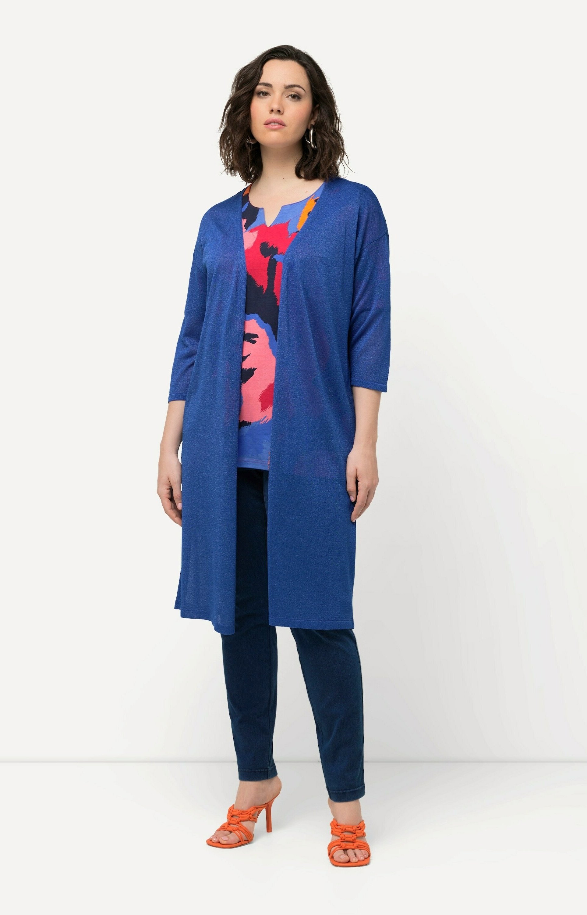 Ulla Popken 3/4 SLEEVE Strickjacke steel blue/blaugrau