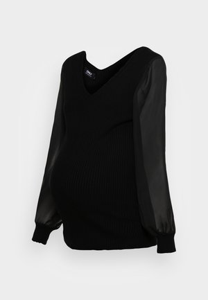 ONLY MATERNITY OLMJENNY MIX V NECK PULL - Pulover - black