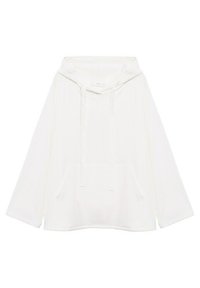 Witte hoodie met ribbelstructuur, lange brede mouwen, een zak aan de voorkant en koordjes. Casual ontwerp dat geschikt is voor laagjes.