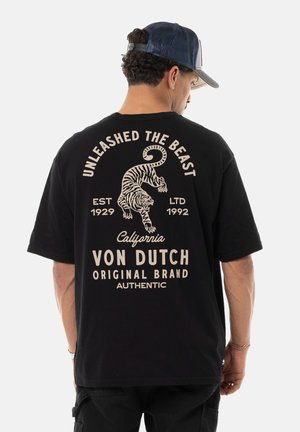 COMFORT FIT COL ROND AVEC ET DOS TIGER - T-shirt imprimé - noir