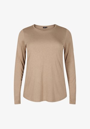 Zizzi Langærmet T-shirt - fossil