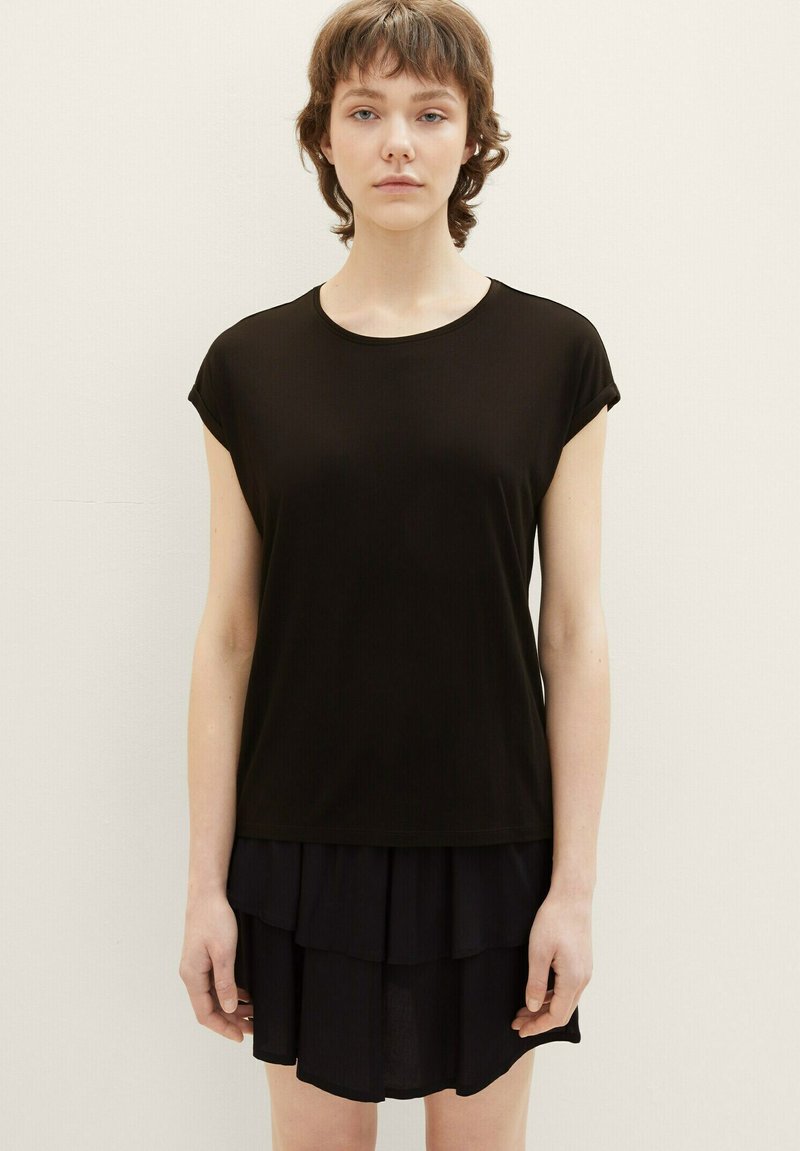 TOM TAILOR DENIM FLUENT TEE - T-shirt basic - deep black