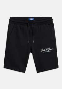 Μαύρα casual σορτς με κορδόνι στη μέση, πλαϊνές τσέπες και λευκό λογότυπο "Jack & Jones Archive Selection" στο δεξί πόδι.