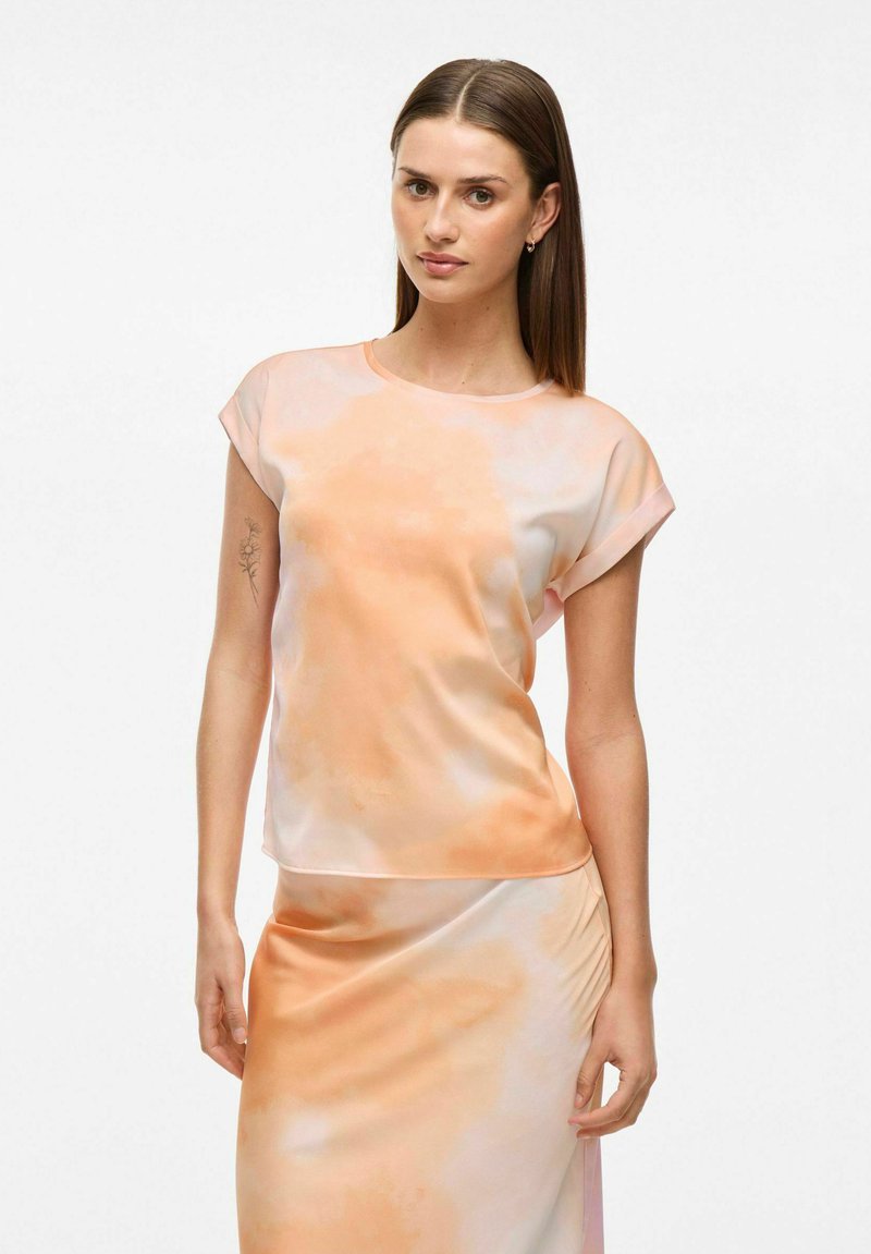 VILA VIELLETTE S/S FULL - T-shirt imprimé - cadmium orange