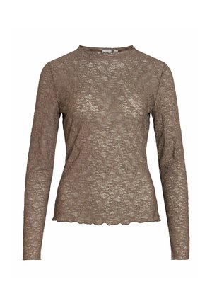 VILA, LONG SLEEVED TOP VIFAY HIGH NECK - Blouse - brown