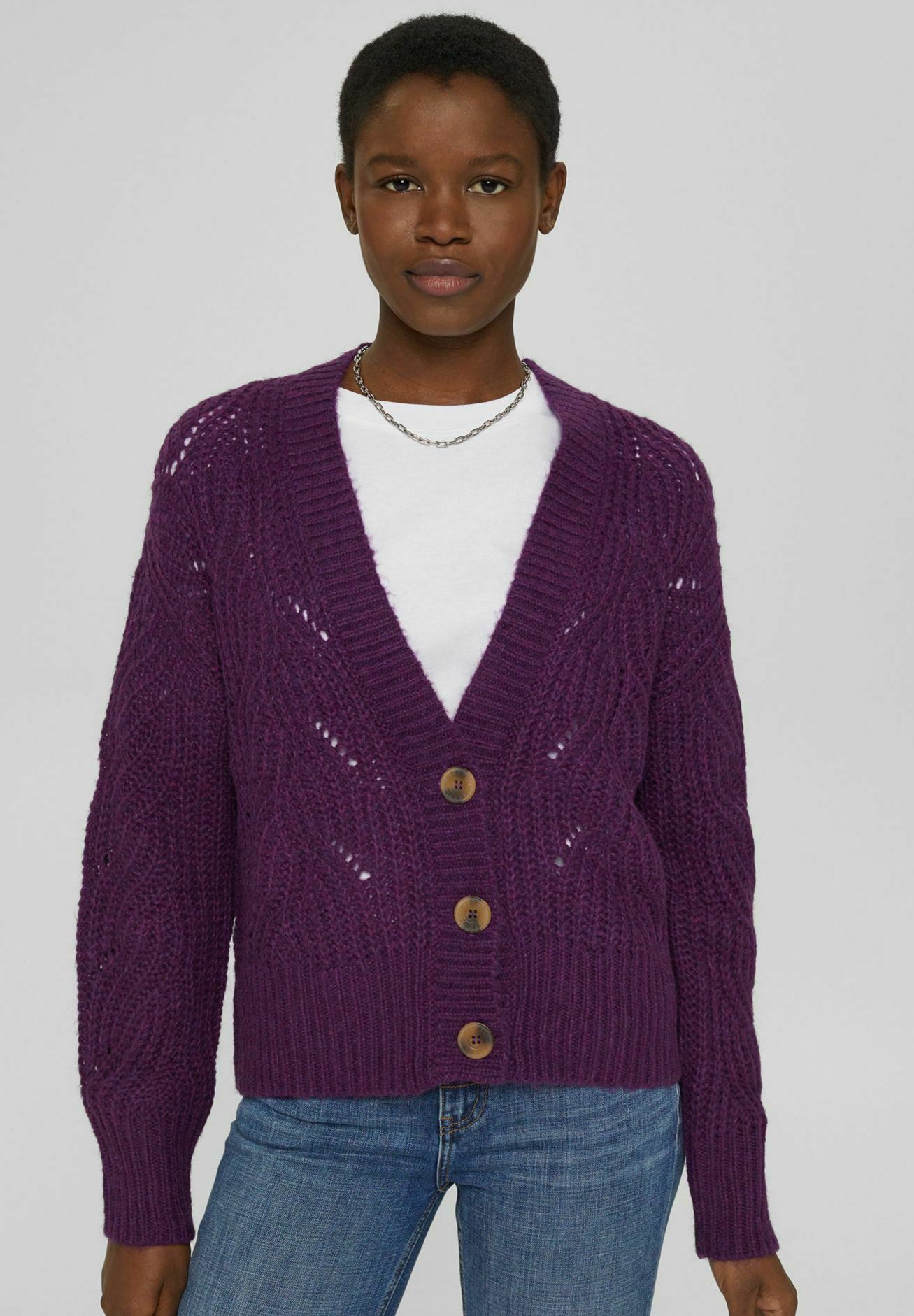 Esprit Cardigan - plum red/bordeaux 
