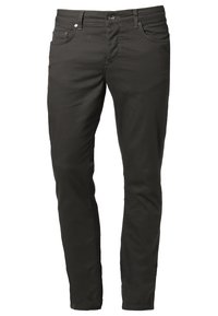 Zwarte, slim-fit broek van katoenmix, met vijf zakken, een knoopsluiting en subtiele stiksels langs de naden.