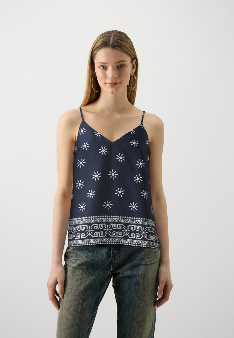 VILA VIJULINE V NECK STRAP - Topp - navy blazer/white