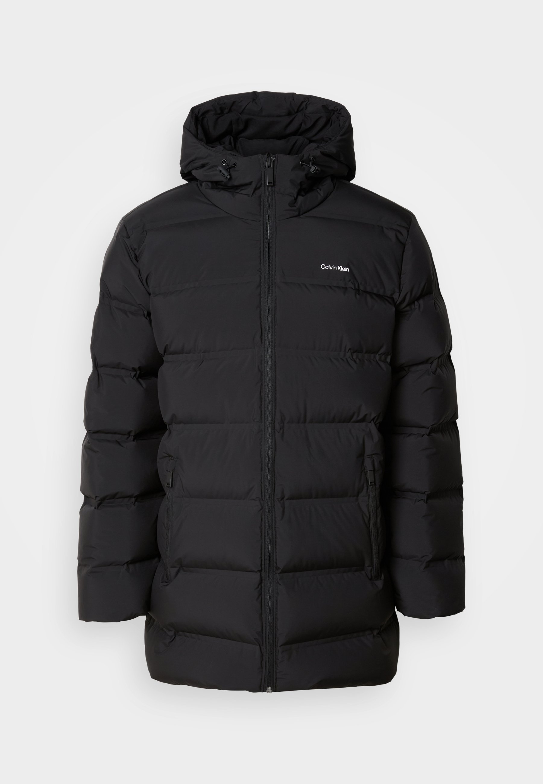 Calvin Klein LONG HOODED - Kabát z prachového peří - black