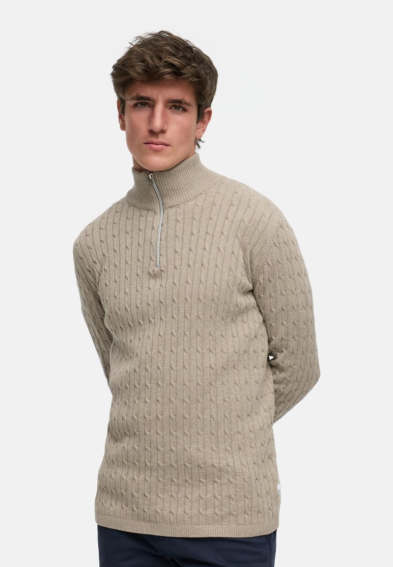Kronstadt CABLE HALF-ZIP - Jumper - beige mix