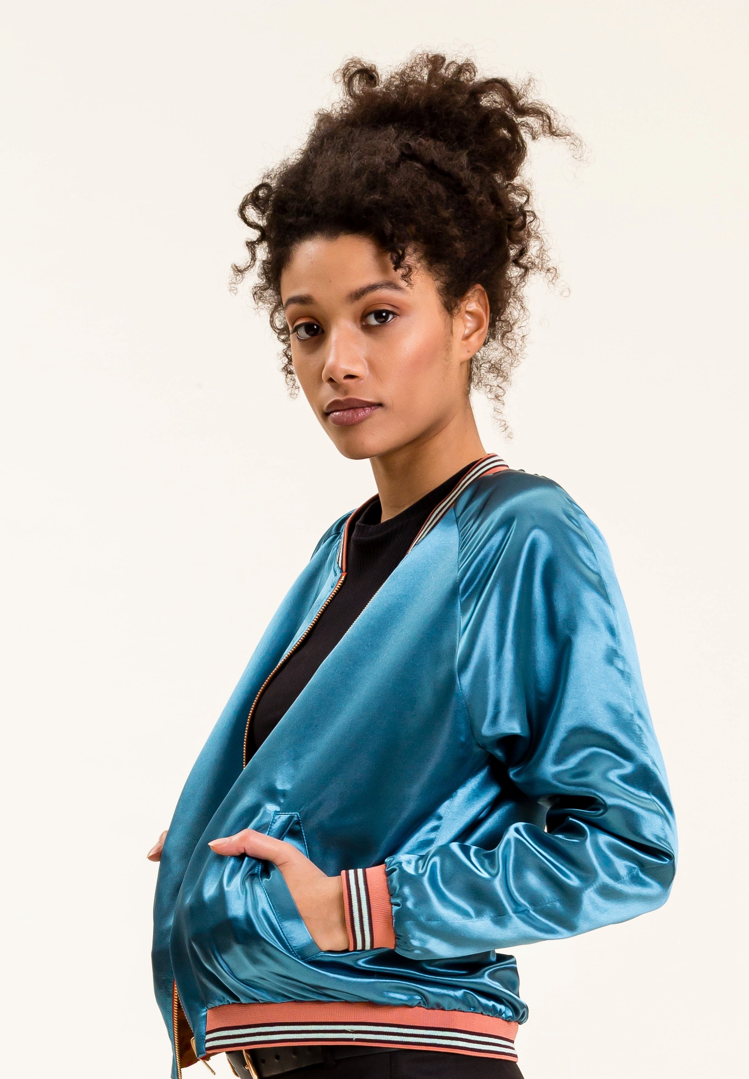 teal bomber jacket womens
