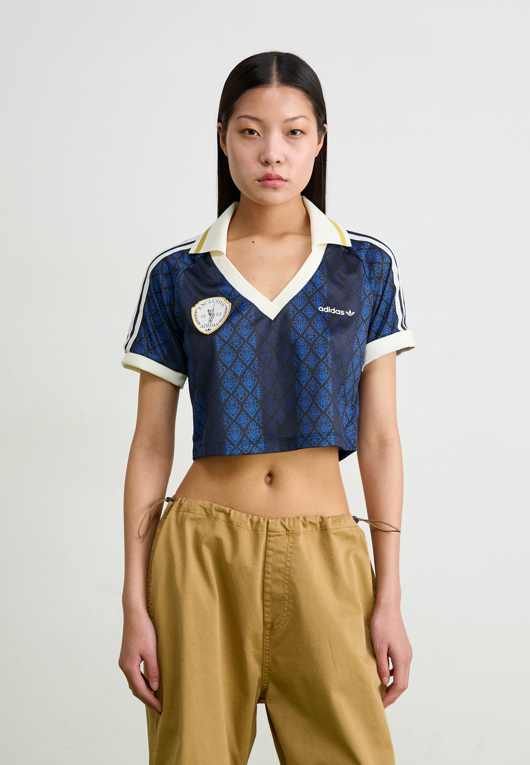売れ筋商品|||アディダスオリジナルス Tシャツ レディース トップス CROP - Polo shirt - black/night indigo adidas Originals CROP - Polo - black/night indigo/negro