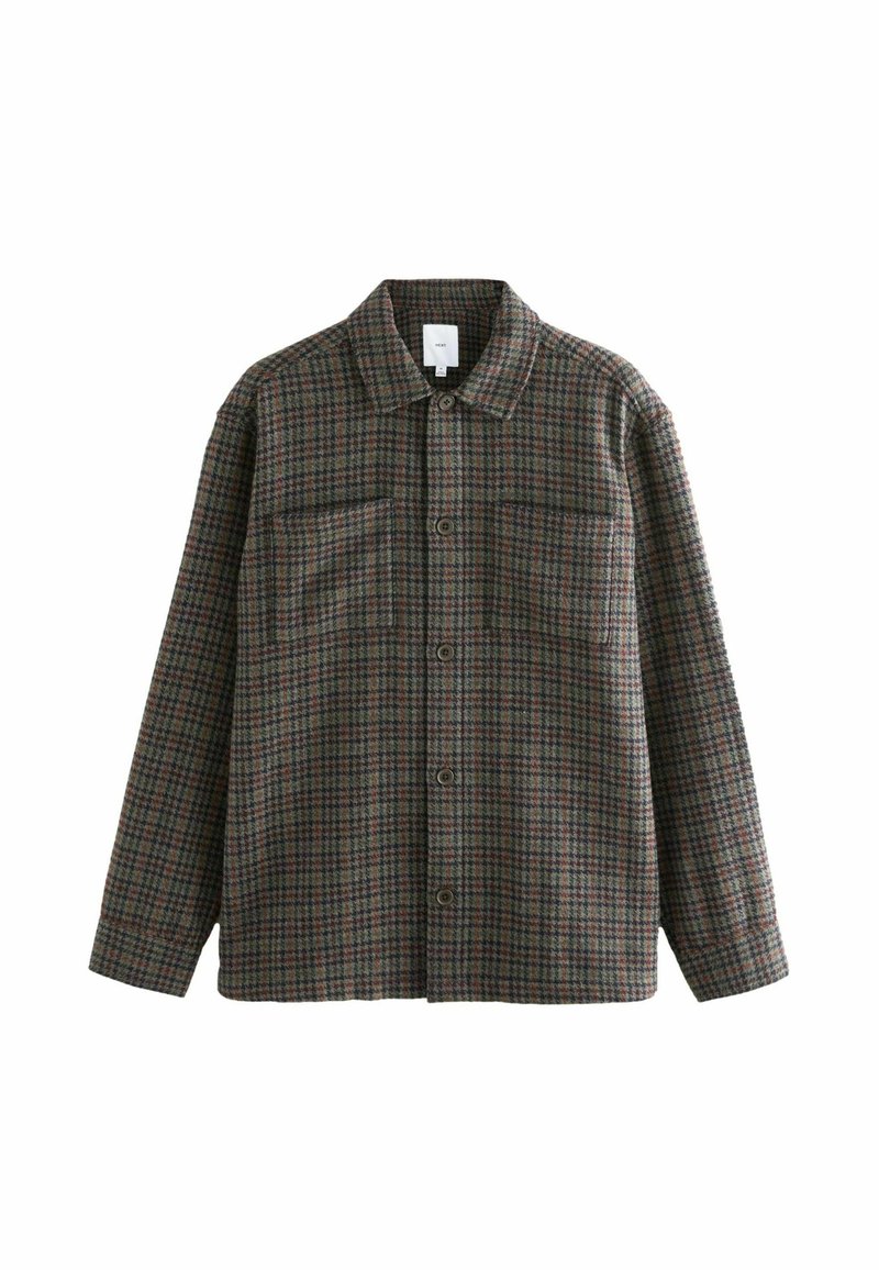 Knap-på skjorte i et brunt ternet mønster, med krave, to forlommer og lange ærmer. Fremstillet af tekstureret stof.