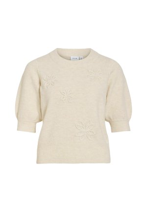 VILA, KNITTED TOP VISEBORA 3/4 SLEEVED - Trükipildiga T-särk - birch
