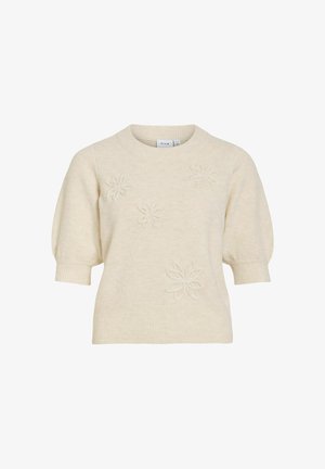 VILA, KNITTED TOP VISEBORA 3/4 SLEEVED - Trükipildiga T-särk - birch