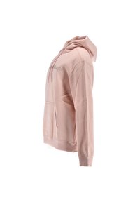 Sudadera rosa claro con bolsillo frontal, capucha con cordón y logo bordado. Tejido suave con un corte holgado y puños de canalé.
