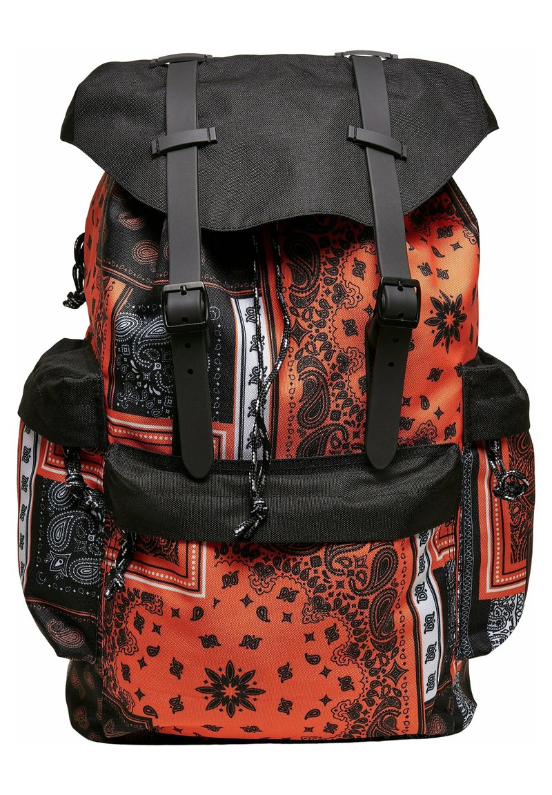 Urban Classics BANDANA PATCHWORK - Rucksack - black orange/black ...