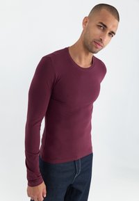 Pier One 2 PACK - Hosszú ujjú felső - dark grey/bordeaux