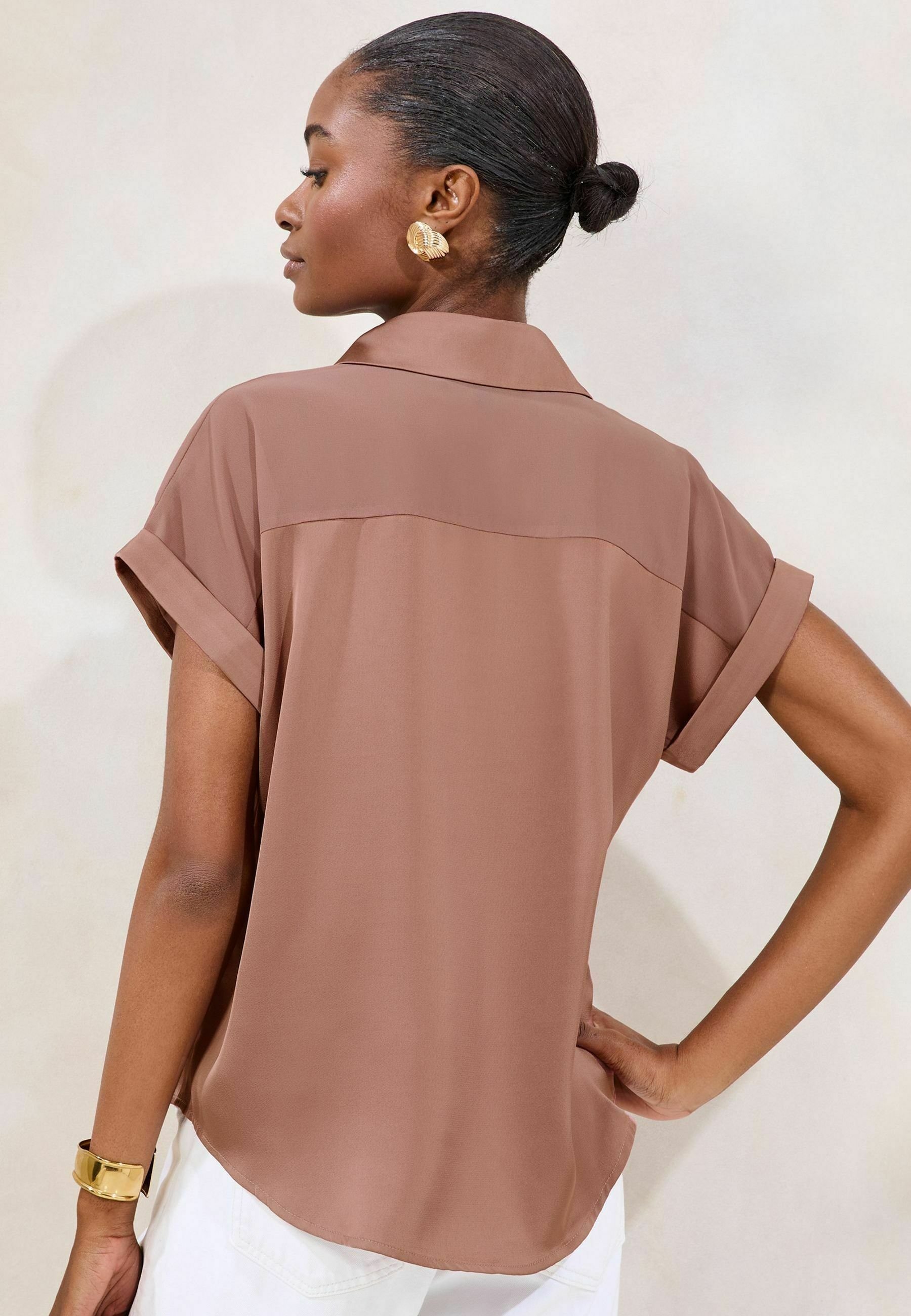 Lauren Ralph Lauren Woman TISSUE LINEN SHORT SLEEVE SHIRT