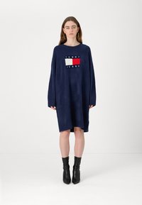 Tommy Jeans FLAG MELANGE DRESS - Jumper dress - dark night navy melange