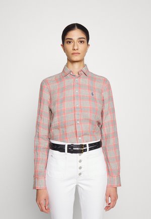 CLASSIC FIT PLAID LINEN SHIRT - Chemisier - grey/pink multi