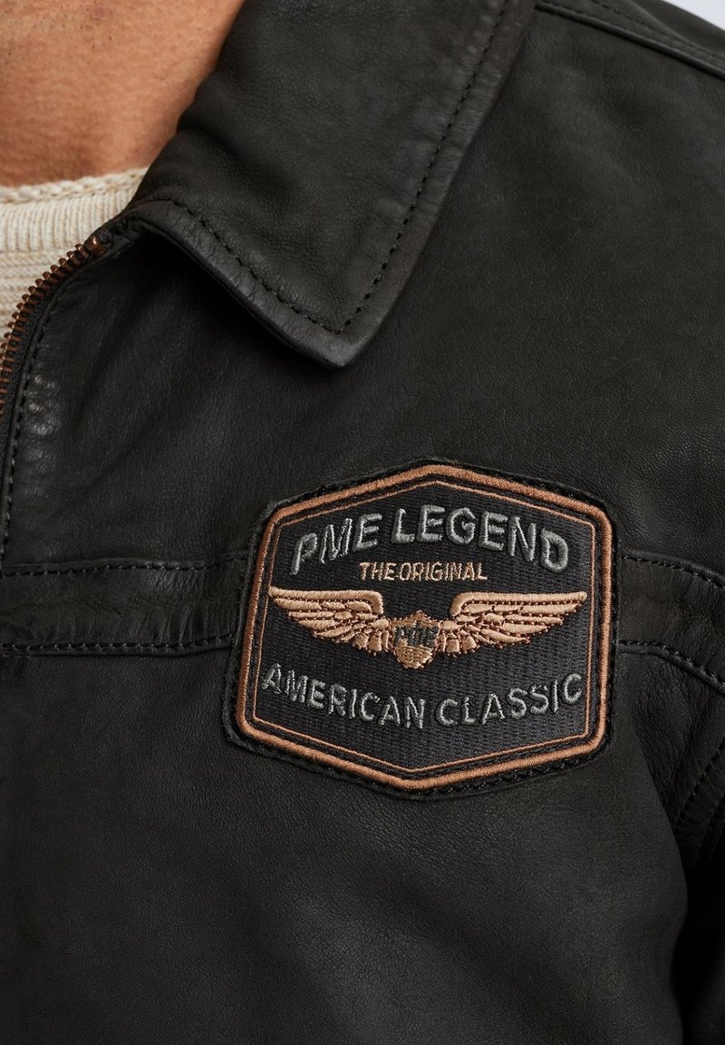 PME Legend Leather jacket - moonless night/black - Zalando