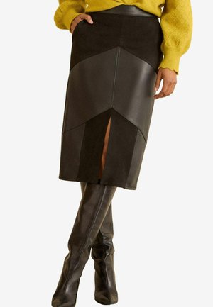 REGULAR FIT -  MIDI - Pieštukinis sijonas - black