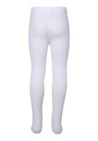 Bele pajkice z gladko teksturo in elastičnim pasom. Polna dolžina z ojačanim prstom in brezšivno konstrukcijo.
