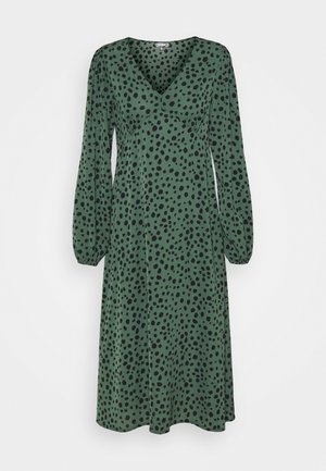V NECK SMOCK DRESS DALMATIAN - Day dress - green