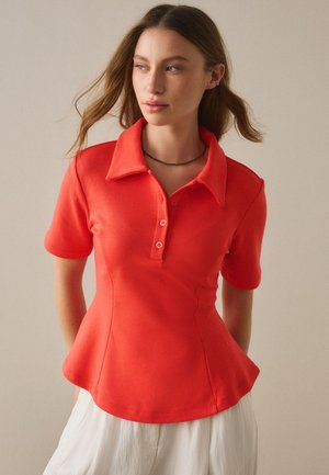 Next, REGULAR FIT - PEPLUM POLO NECK SHORT SLEEVE - Polo - red