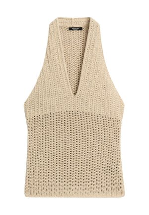 Massimo Dutti, COTTON-BLEND CROCHET KNIT TOP - Top - beige