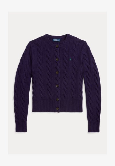 Polo Ralph Lauren CABLE KNIT WOOL CASHMERE CARDIGAN - Cardigan - midnight purple