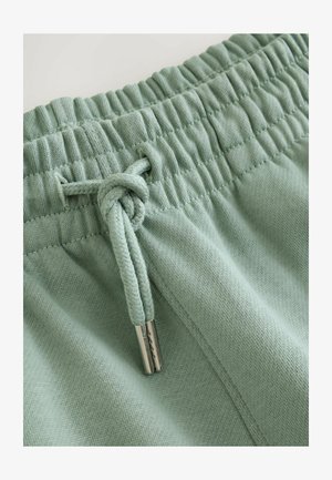 Lysegrøn elastisk linning med justerbar flettrækstreng med metalender. Blødt, tekstureret stof med glat finish.