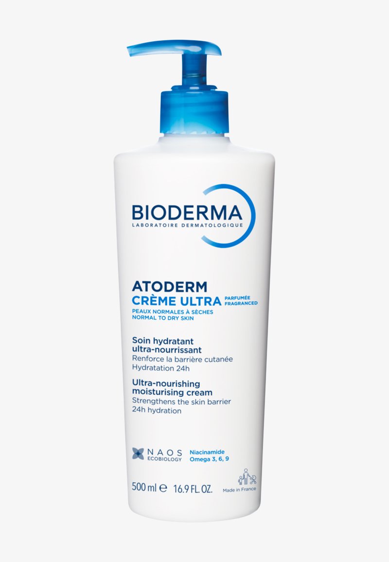 Bioderma Atoderm Crème Ultra, flacon pompe 500 ml, crème ultra-nourrissante pour peaux normales à sèches, hydratation 24h, avec niacinamide et oméga 3, 6, 9.
